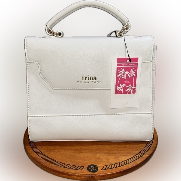 Trina Turk Handbags - NWT Trina Turk Top Handle Satchel with Crossbody Strap in White